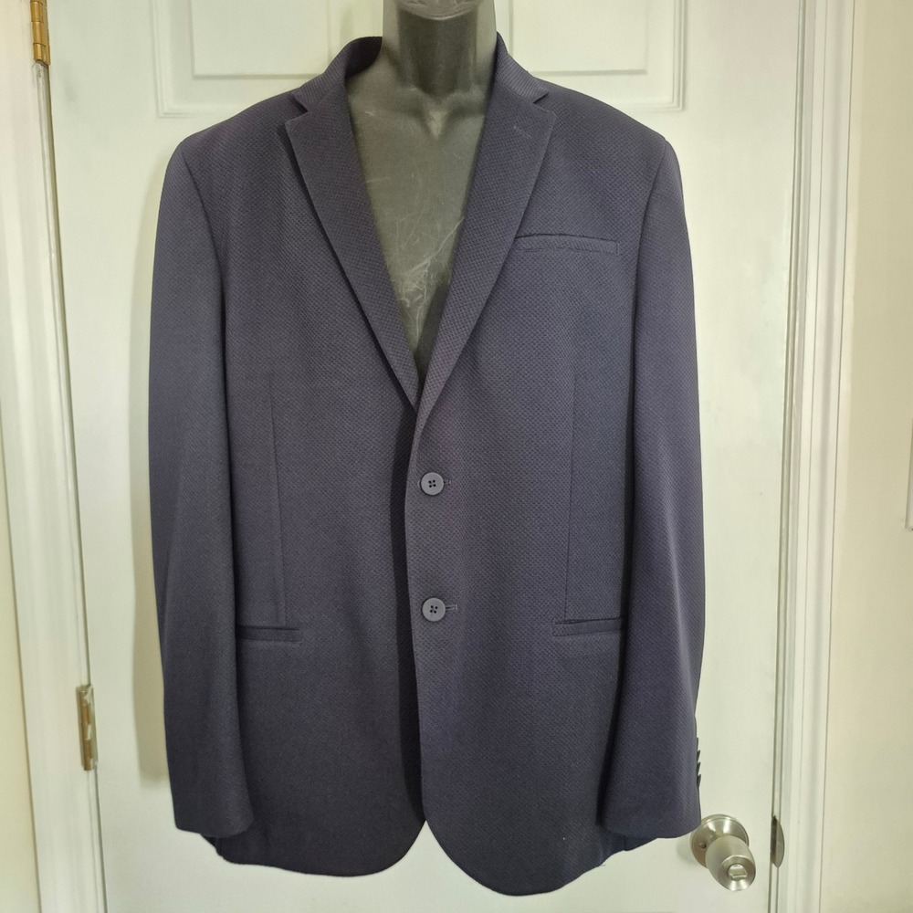 Joseph Abboud JOE Men XL Slim Fit Navy Blue Textured Knit Blazer Sport Coat